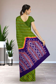 Green Bandhani Mulmul Cotton Saree 10075501