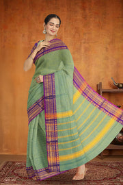 Green Handloom Chettinad Cotton Saree 10075097