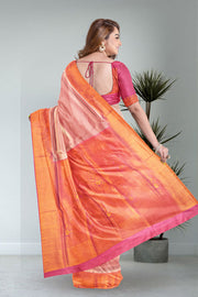 Pastel Cherry  Kanjivaram Tissue Vegan Silk Saree 10075573