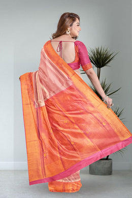 Pastel Cherry  Kanjivaram Tissue Vegan Silk Saree 10075573