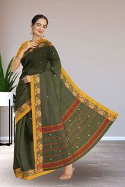 Green Handloom Chettinad Cotton Saree Without Blouse 10075160