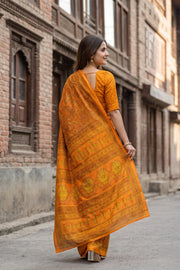 Yellow Kani Printed Silk Saree 10077866