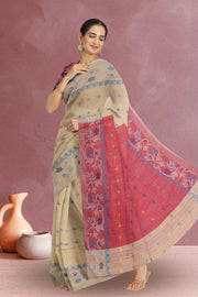 Beige Bengal Handwoven Cotton Saree 10075319