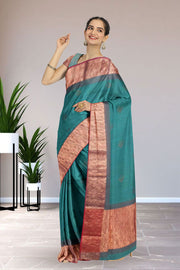 Maroon Hand Block Printed Chanderi Saree 10030028