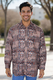 Black Full Sleeve Ajrakh Printed Cotton Mens Shirt 10071156