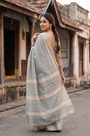 Grey Kanjivaram Silk Cotton Saree 10077963