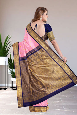 Persian Pink Korvai Kanjivaram Silk Saree 10075653