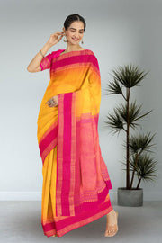 Turmeric Yellow Handloom Kanjivaram Soft Silk Saree 10075690