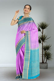 Pinkish Violet Handloom Kanjivaram Soft Silk Saree 10075702