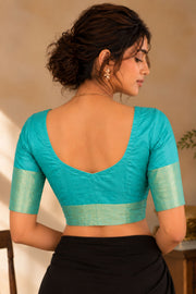 Teal Blue Kanjivaram Soft Silk Blouse 10076980