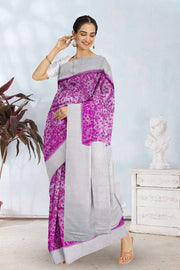Kanjivaram Tissue Viscose Vegan Silk Saree in Deep Orchid Colour with Silver Zari Patterns 10075576