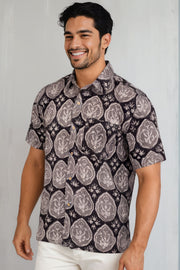 Grey Half Sleeve Jahota Printed Cotton Mens Shirt 10074320