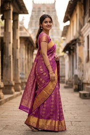 Purple Kanjivaram Vegan Silk Saree 10073895
