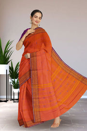 Orange Handloom Chettinad Cotton Saree 10072697