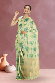 Green Handloom Printed Chanderi Saree 10071064
