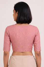 Pink Aari Embroidered Chanderi Silk Cotton Blouse 10068199