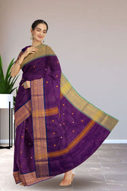 Purple Handloom Chettinad Cotton Saree 10075113