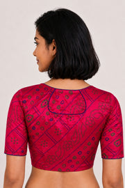 Magenta Ajrakh Printed Mashru Blouse 10069601