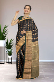 Black Kanjivaram Vegan Silk Saree 10076032