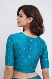 Blue Aari Embroidered Tussar Silk Blouse 10068931