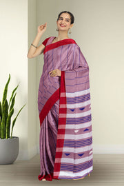 Mauve Bengal Handwoven Cotton Saree 10075335