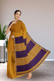 Yellow Maheshwari Silk Cotton Saree 10075233