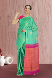 Turquoise Green Handloom Kanjivaram Silk Saree 10065053