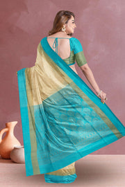 Cream Handloom Kanjivaram Soft Silk Saree 10075681