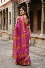 Magenta Pink Kanjivaram Silk Cotton saree 10077964