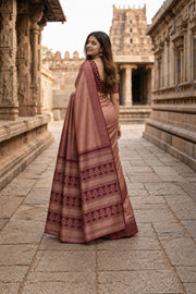 Brown Kanjivaram Tissue Silk EttuKol Saree with Seepu Rekku Border 10077917