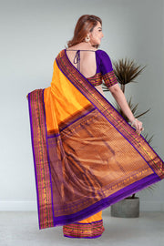 Weebly Orange Korvai Kanjivaram Silk Saree 10075654