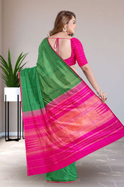 Tropical Rainforest Kanjivaram Silk Saree with Checks Design 10075634