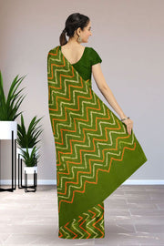 Green Bandhani Mulmul Cotton Saree 10075492