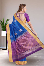 Blue Handloom Kanjivaram Soft Silk Saree 10075680