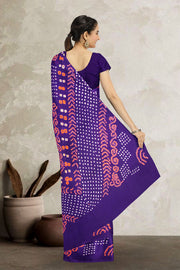 Purple Bandhani Mulmul Cotton Saree 10075491