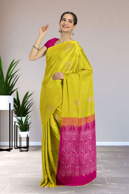 Lemon Yellow Handloom Kanjivaram Soft Silk Saree 10063247