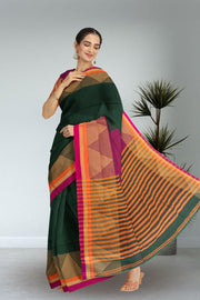 Green Bengal Handwoven Cotton Saree 10075321