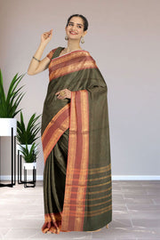 Green Handloom Chettinad Cotton Saree 10075882