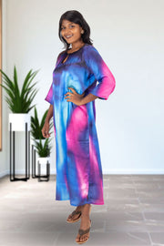 Multi Colour Printed Vegan Charmeuse Silk Dress 10074050