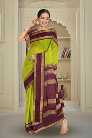 Canary Yellow Korvai Kanjivaram Silk Saree 10075529