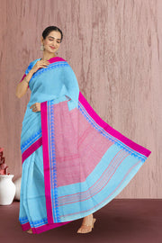 Blue Shantipur Tant Bengal Cotton Saree 10074974