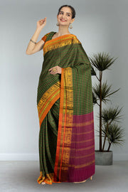 Green Thousand Buttas Chettinad Cotton Saree 10075970