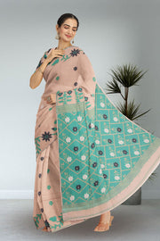 Beige Bengal Handwoven Cotton Saree 10075351