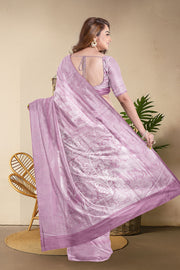 Pearly Purple  Kanjivaram Tissue Vegan Silk Saree 10075565