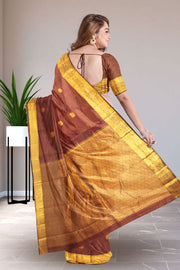 UP Maroon Kanjivaram Silk Saree with Checks Design 10075629
