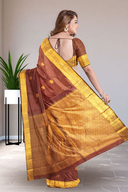 UP Maroon Kanjivaram Silk Saree with Checks Design 10075629