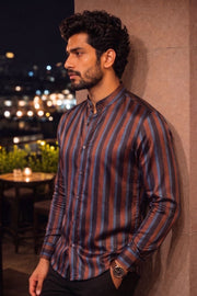 Black Full Sleeve Jahota Print Modal Silk Mens Shirt 10074385