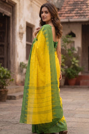 Lemon Yellow  Handloom Chettinad Cotton Saree 10077353