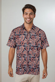 Black Half Sleeve Ajrakh Printed Cotton Mens Shirt 10071087