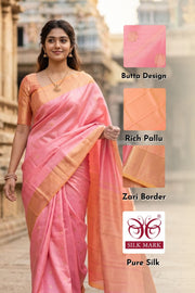 Pink Monotone Kanjivaram Silk Saree 10077913